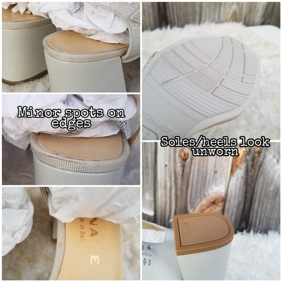 Square Toe Dress Sandal Gray Leather Knot Detail Brunate Size EU 38.5 Buckle EUC - Picture 10 of 14